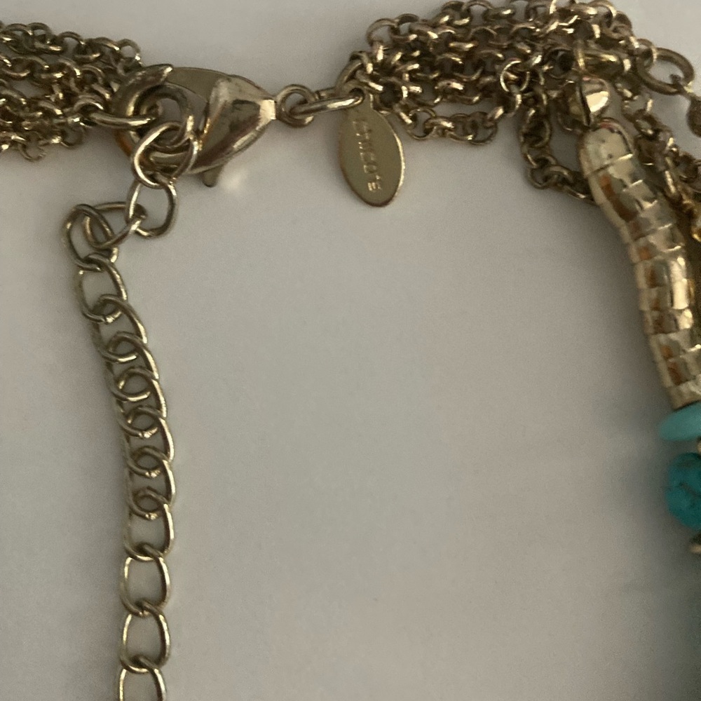 Chico’s Turquoise & Gold Statement Bib Necklace - Women Jewelry - Picture 5 of 5